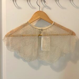 NWT Jenny Yoo Beaded Topper Cape Shrug Scalloped Size Small